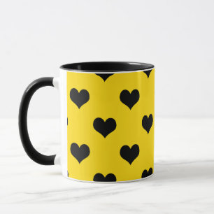 Caneca Coração de Amor Preto em Fundo Amarelo