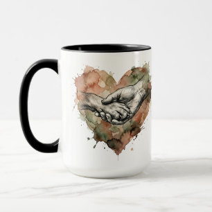 Caneca Coração de Aquarela do Vínculo entre Humano e Anim