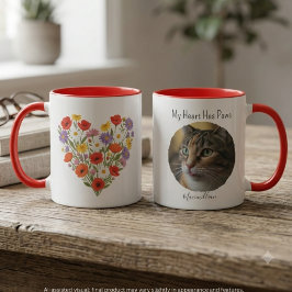 Caneca Coração de Flor Silvestre Pastel Minha Coração Tem
