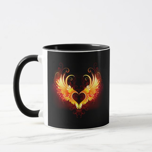Caneca Coração de Fogo Angelical com Asas (Esquerda)