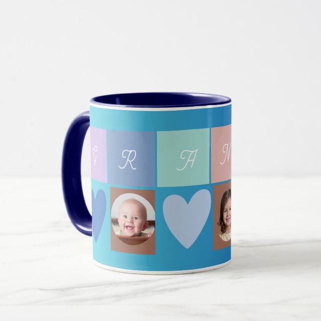 Caneca coração de foto de vovó (Frente Esquerda)