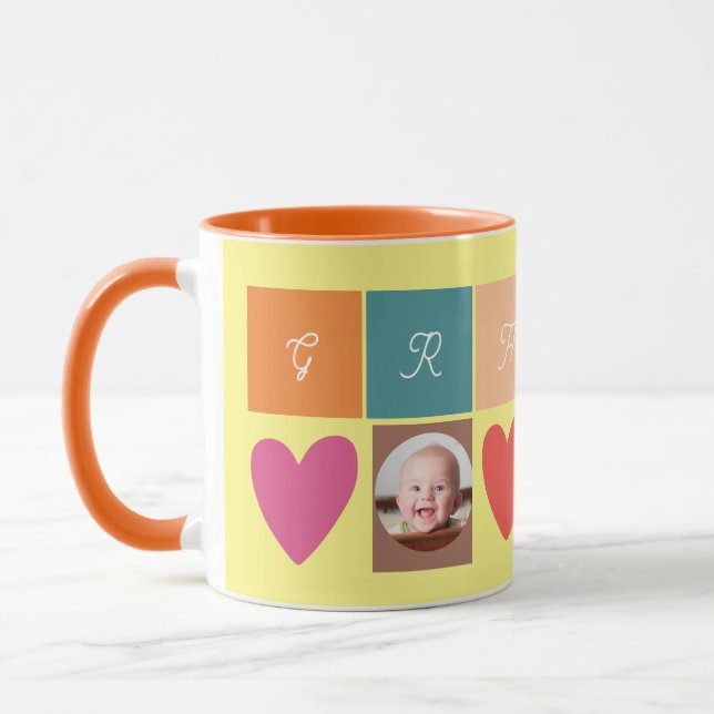 Caneca coração de foto de vovó (Esquerda)