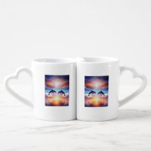 caneca coração de golfinho