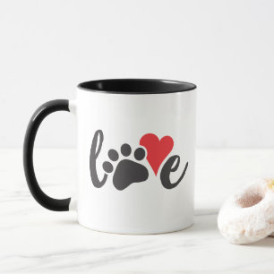 Caneca Coração de Impressão da Pata de Amor de Cão