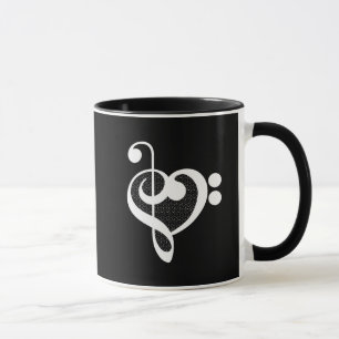 Caneca Coração de Música - Eu Amo Música