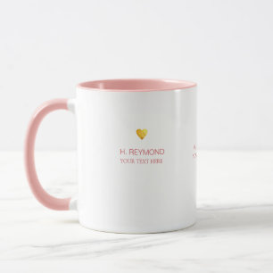 Caneca coração de ouro com nome e texto em rosa