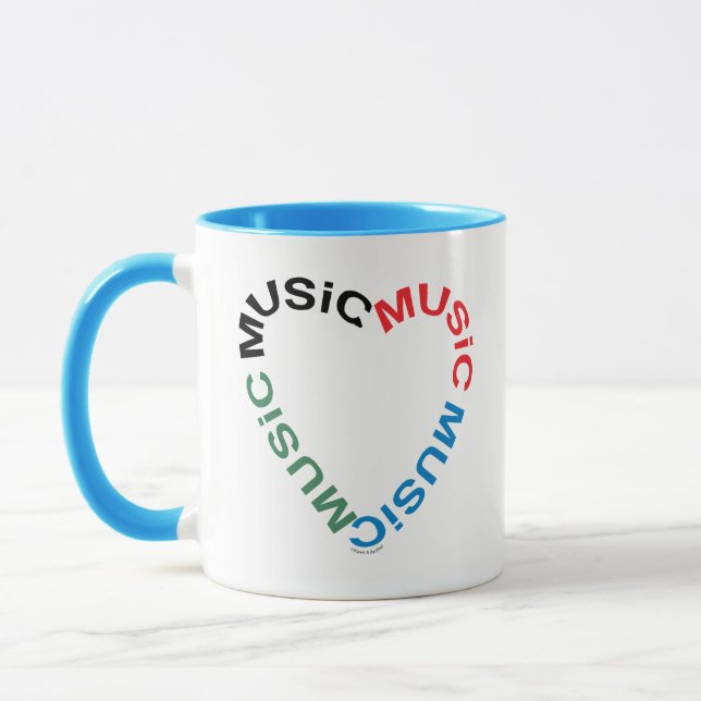 Caneca Coração de Texto de Música (Esquerda)