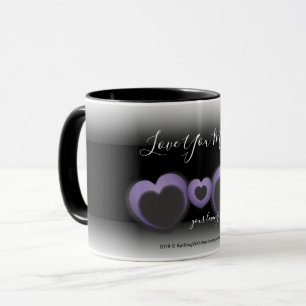 Caneca Coração do monograma da mamã do ❤ do Lt ROXO "amor