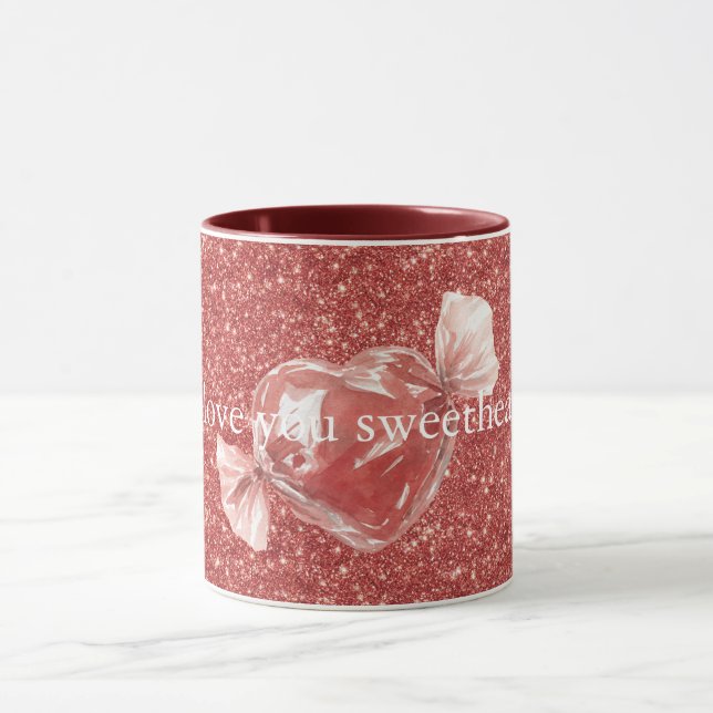 Caneca Coração Doce Vermelho Brilho Amor   (Centro)