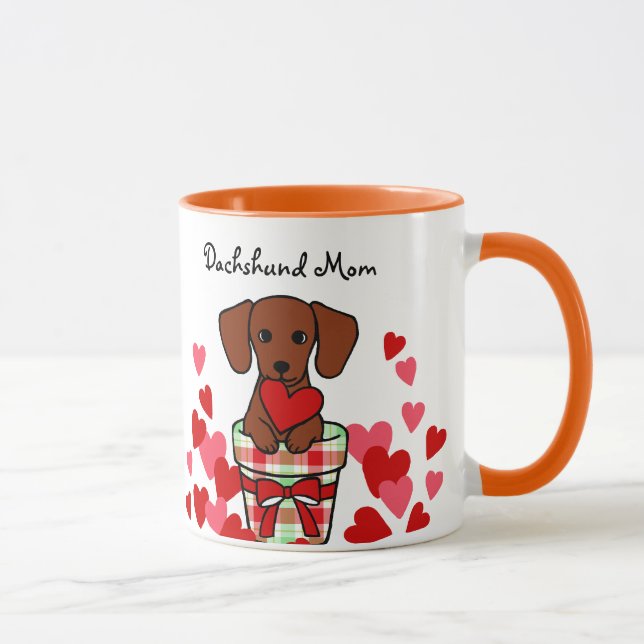 Caneca Coração dos desenhos animados do Dachshund (Direita)