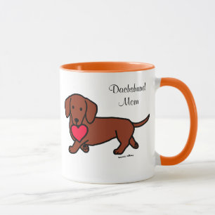 Caneca Coração dos desenhos animados do Dachshund