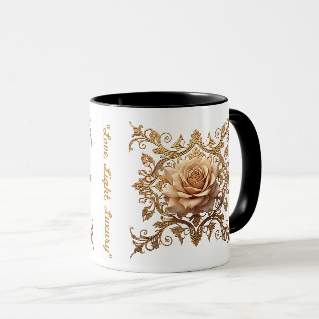 Caneca "Coração Dourado Brilha" (Frente Esquerda)