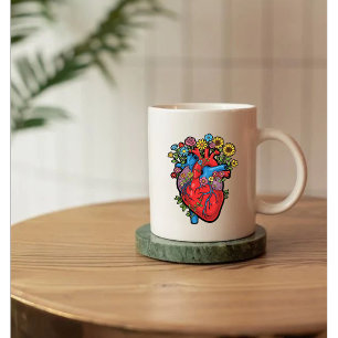 Caneca Coração e flores