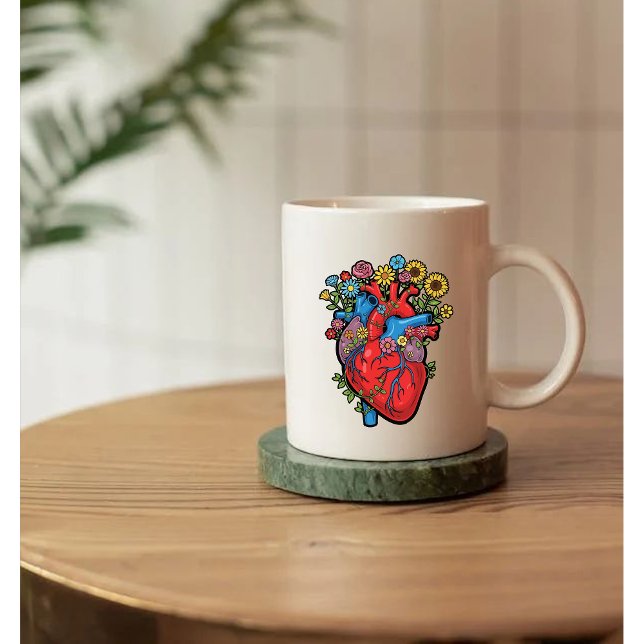 Caneca Coração e flores (Criador carregado)