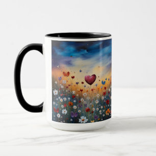 Caneca Coração Encantado e Mug de Flores Selvagens