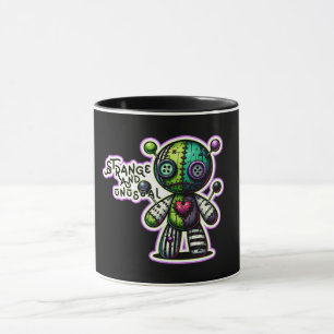 Caneca Coração Estranho e Incomum Roxo Verde Urso Vodu