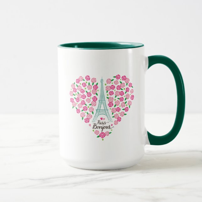 Caneca Coração floral de Paris Bonjour | (Direita)