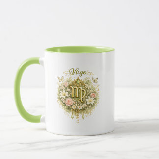 Caneca Coração Floral do Zodíaco de Virgem – Astro