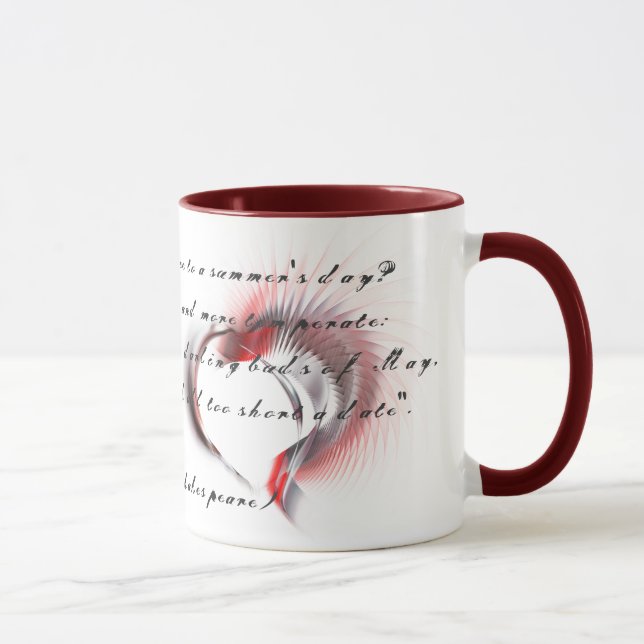 Caneca Coração Metálico com soneto de Shakespeare 18 Café (Direita)