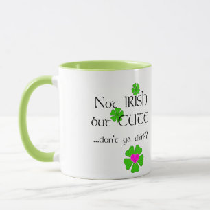 Caneca Coração não-verde-humor irlandês + pedra-rosa