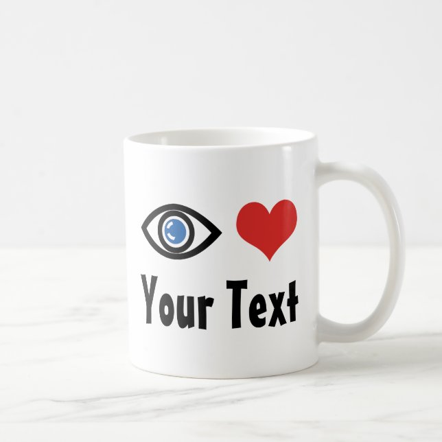 Caneca Coração Ocular Personalizada (Eu Amo) (Direita)