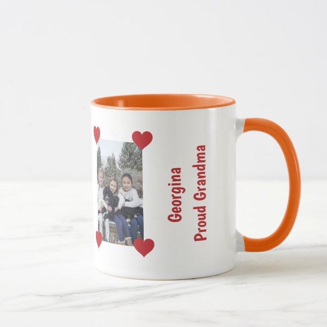 Caneca Coração Orgulhosa Vovó Amor Personalizar Fotos Nom (Direita)