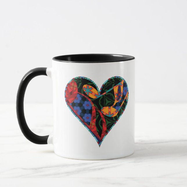 Caneca Coração Padrão de Nota de Música (Esquerda)