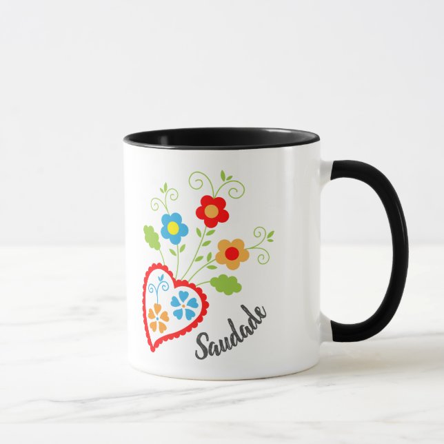 Caneca Coração popular portuguesa com palavra saudade (Direita)