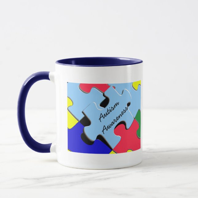 Caneca Coração Quebra-Cabeça Fita de Conscientizaç (Esquerda)
