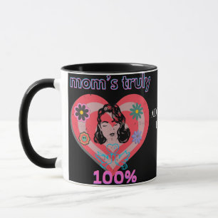 Caneca Coração Retro Rosa Mãe Mamãe Mãe Vintage