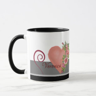 Caneca Coração Rosa com Rosa Magic Mug