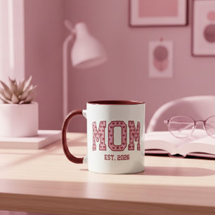 Caneca Coração Rosa Mãe Ano de Veterano Design