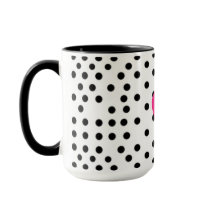 Coração Rosa Quente Fofo Preto e Branco com Bolinh