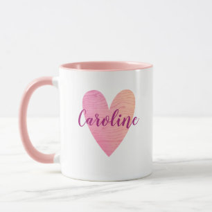 Caneca Coração Rosa-Rosa Personalizado
