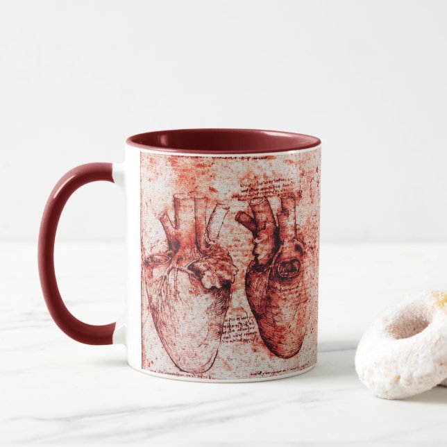 Caneca Coração, Seus Vasos Sanguíneos, Cardiologista Verm (Com Donut)
