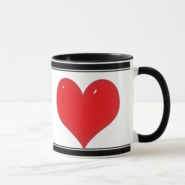 Caneca Coração Vermelho Brilhante (Adicionar Seu Texto) (Direita)