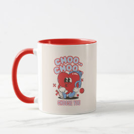 Caneca Coração Vermelho Groovy Choo Choo Escolho Você no