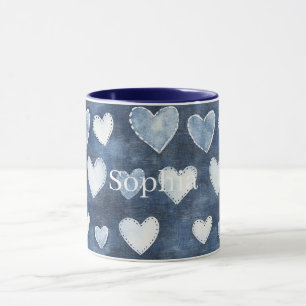 Caneca Corações Azuis