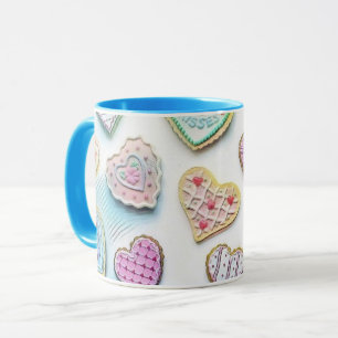 Caneca Corações bonitinhos e brilhantes desenho colorido