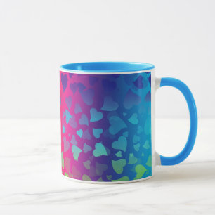 Caneca Corações Caindo Coloridos