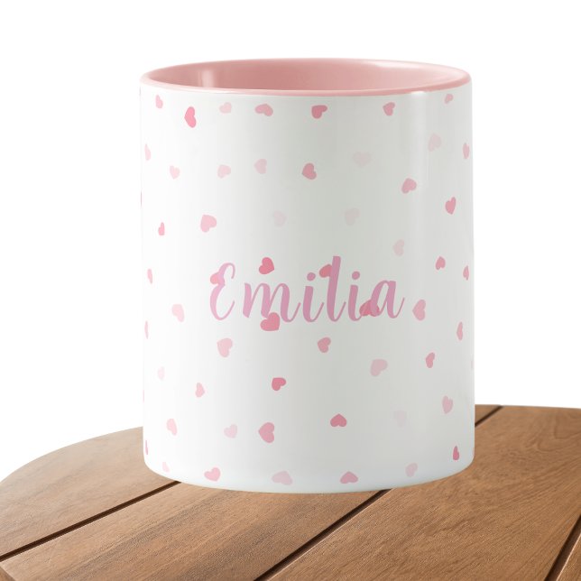 Caneca Corações cor-de-rosa garotas personalizadas (Criador carregado)