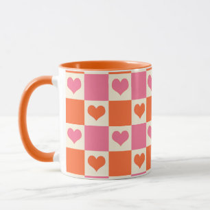 Caneca Corações da Desktop Board em rosa, laranja e creme