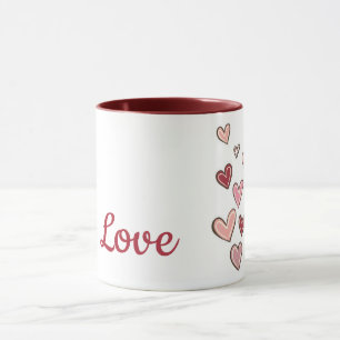 Caneca Corações de Amor Rosa Vermelho