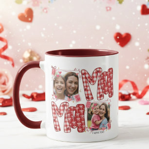 Caneca Corações de São Valentim de Xadrez Rosa e Vermelho