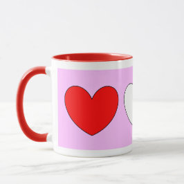 Caneca Corações Dia de os namorados Vermelho Cor-de-rosa 
