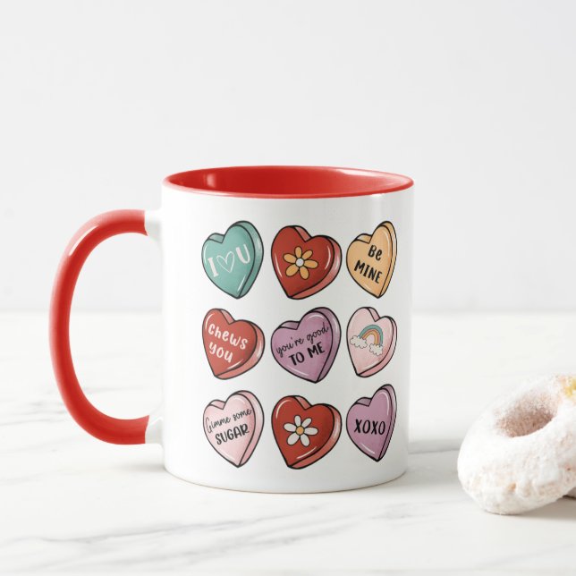 Caneca Corações Doces | Coração Namorados doce (Com Donut)