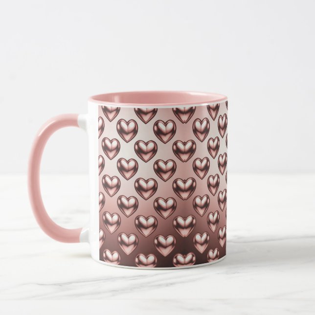 Caneca Corações Dourados Românticos Rosa (Esquerda)