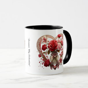 Caneca "Corações e Rosas"