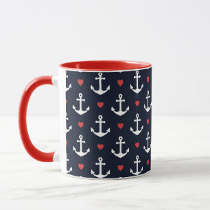 Caneca Corações e teste padrão das âncoras