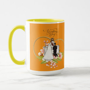 Caneca Corações entrelaçados laranja
